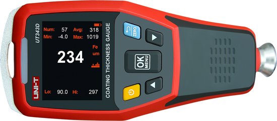 Uni-T UT343D - Dikkemeter - 0~1250 um - 2'' TFT LCD - Auto rotatie
