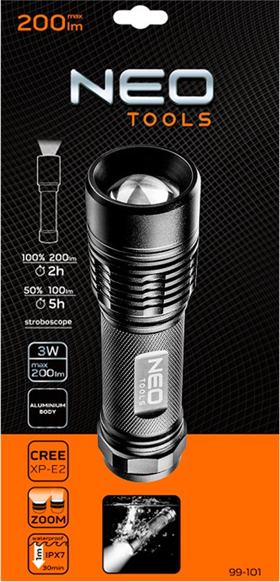 NEO zaklamp pro, ipx7 zoom functie