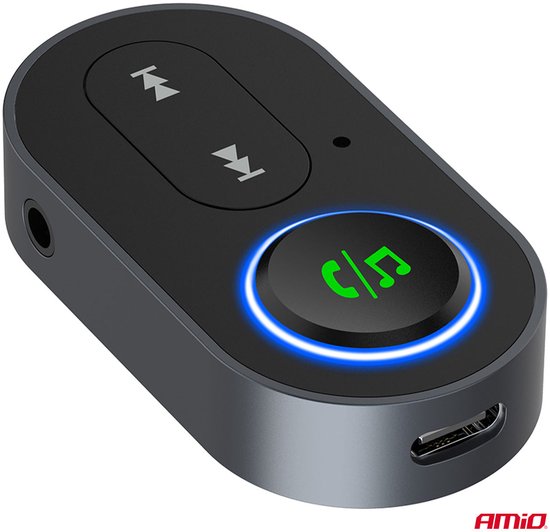 AMiO Draadloze Mini Audio Bluetooth Receiver Ontvanger – 3.5mm AUX Jack Muziekstreaming Handsfree