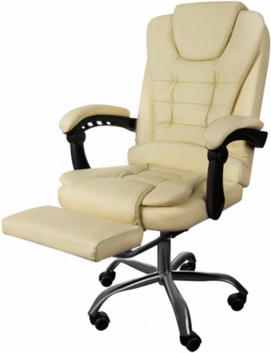 Malatec Bureaustoel 23287 - Crème Wit - Eco-leer: Ultiem Comfort voor Uw Werkplek