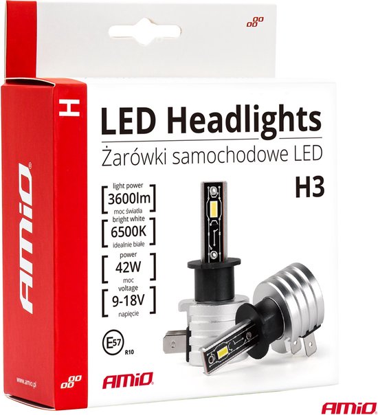 AMiO LED Koplampen H-mini-serie H3 Dimlichten Wit