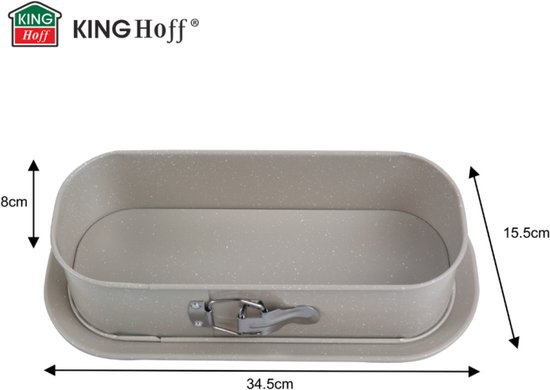 Kinghoff 1976 - Bakvorm met losse bodem 34,5x15,5x8 cm - Broodvorm voor Hartige taarten, Cheesecake en Paté - Antiaanbaklaag - Ovenbestendig tot 220°C - Bakvorm - Ovenvorm - Cakevorm - Taartvorm -