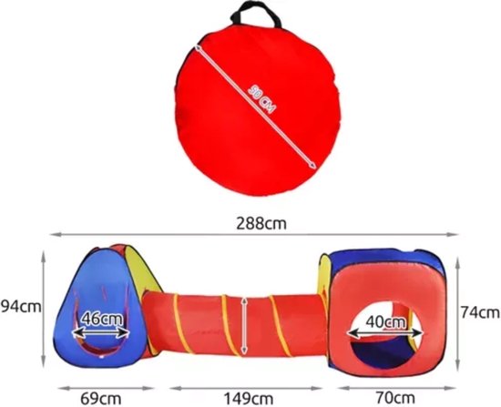Kruzzel 3-in-1 Kinderentent: Tipi, Tunnel & Speelhuis - Multifunctioneel Speelplezier!