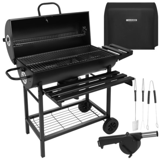 Kaminer Houtskoolbarbecue met deksel, thermometer, 108 x 67 x 96 cm voor tuin en terras