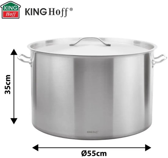 Kookpan - Catering Pan - Extra Grote Soeppan met Deksel - Stockpot - Inductie Geschikt - voor Soep, Pasta & Stoofgerechten - 83L - Ø55 cm - RVS