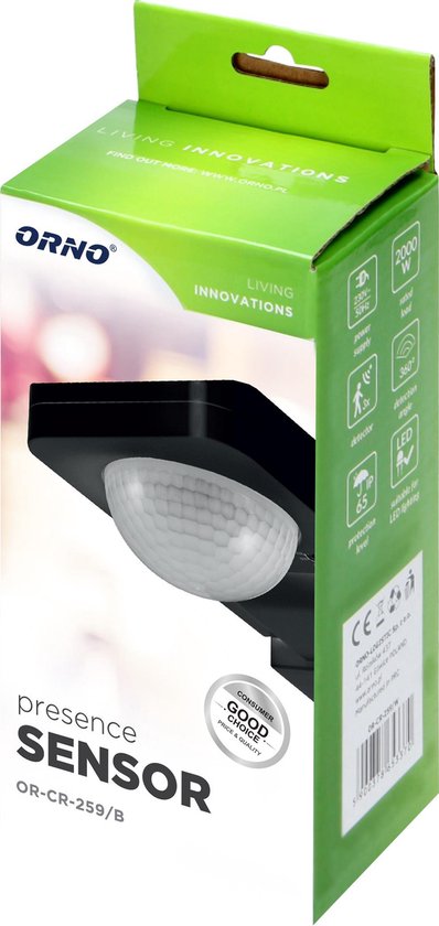 Bewegingsmelder met Schemerschakelaar – IP65 – 360° Detectie – Bewegingssensor 20m Bereik - Zwart