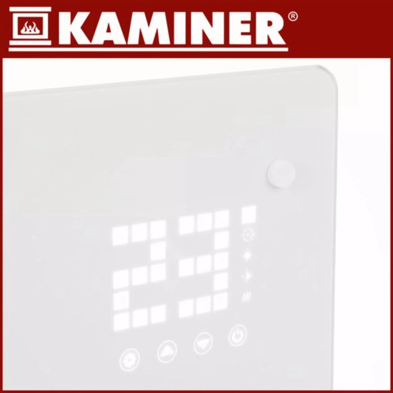 Kaminer Zelva Elektrische Glazen Verwarming – Wit – 2500W – WiFi & Afstandsbediening – Slimme Glazen Radiator