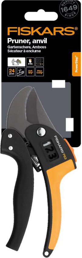 Fiskars Powerstep Snoeischaar – Takkenschaar Ø24 mm – met Aambeeld voor Hard Hout - P83