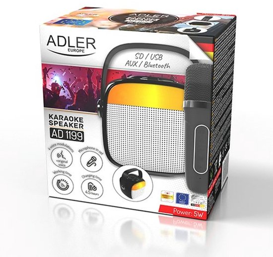 Dankzij de draagbare Bluetooth®-luidsprekers Adler AD 1199b Grijs