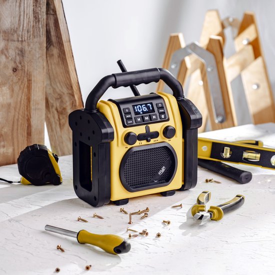 Adler Ad 1911- Digitale Radio - bouwradio - Bluetooth 5.1 - IPX 54 - vermogen 10 W -Geel