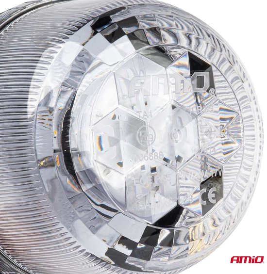 AMiO Stroboscoop Zwaailicht Waarschuwingslamp W25sb Enkele Bout R65 R10 24LED 12/24V IP66 Oranje