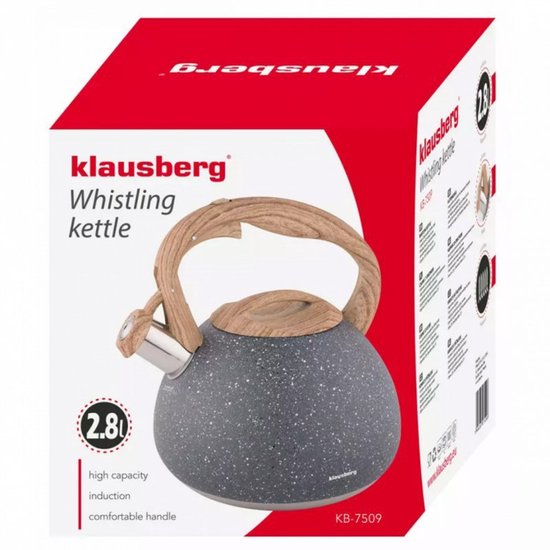 Klausberg 7509 - Fluitketel - grijs marmer - 2.8 liter