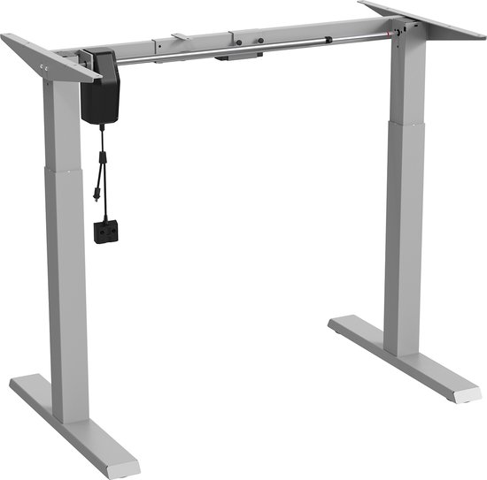 Ergo Office - Zit-sta bureau - Elektrisch in hoogte verstelbaar bureau max hoogte 123cm - max 70 kg | Zonder tafelblad - Grijs