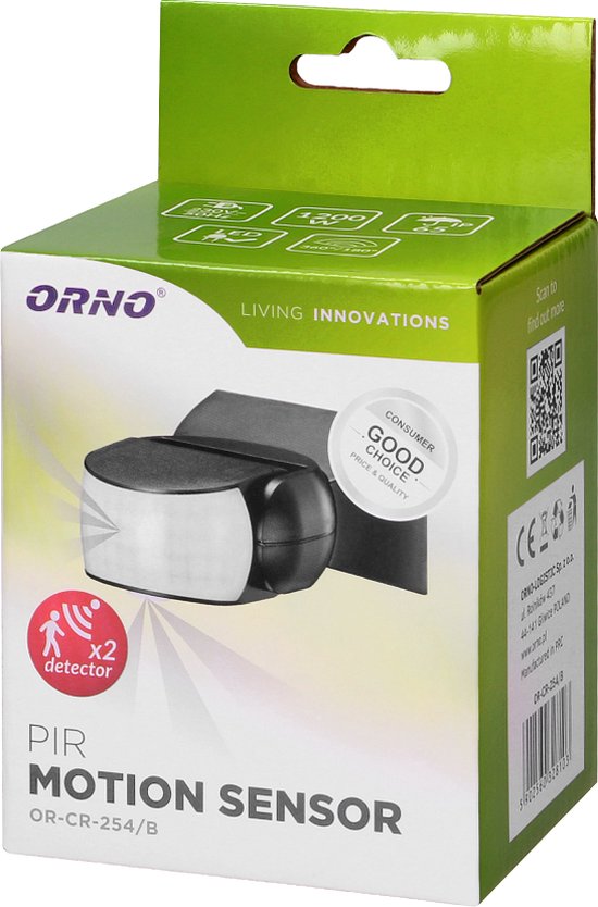 PIR Bewegingsmelder - LED bewegingssensor - Dual sensor - 180 ° / 360 ° Detectie - IP65 - Zwart