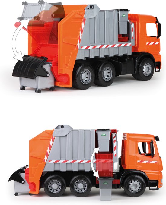 Lena Giga Trucks Vuilniswagen - Oranje speelgoed voor 3+ jaar - 71 cm