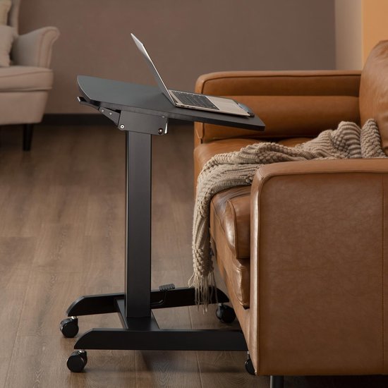 Maclean - Laptoptafel - Zit-sta bureau - laptoptandaard - In hoogte verstelbaar laptop bureau met wieltjes - verstelbaar tot max. 113cm 30 graden Kantelbaar Zwart
