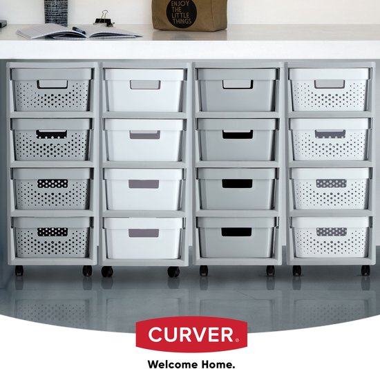 Curver Infinity Dots Ladesysteem - 4 lades van 11L - met wieltjes - 36x30×66 cm - Grijs