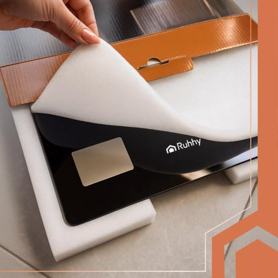 Ruhhy Slimme analyse personenweegschaal zwart 226 kg met LCD-display en Feelfit app