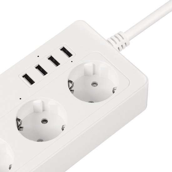 Krüger&Matz Connect P6 - Slimme WiFi Stekkerdoos - 4 Stopcontacten - 4 USB-poorten - Tuya