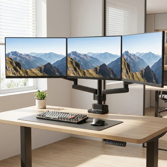 Maclean MC-811 - Monitorbeugel voor 3 LCD LED-monitoren met 2x USB 3.0 - 17-27 "3x7kg vesa 75x75 en 100x100