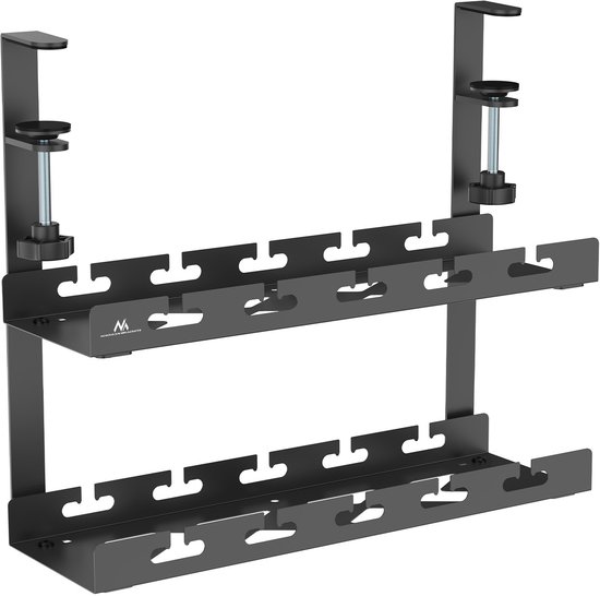 Maclean - Kabelopbergsysteem - Kabelgoot voor onder het bureau, max. belasting 5kg, 2 niveaus, zwart, MC-104 B