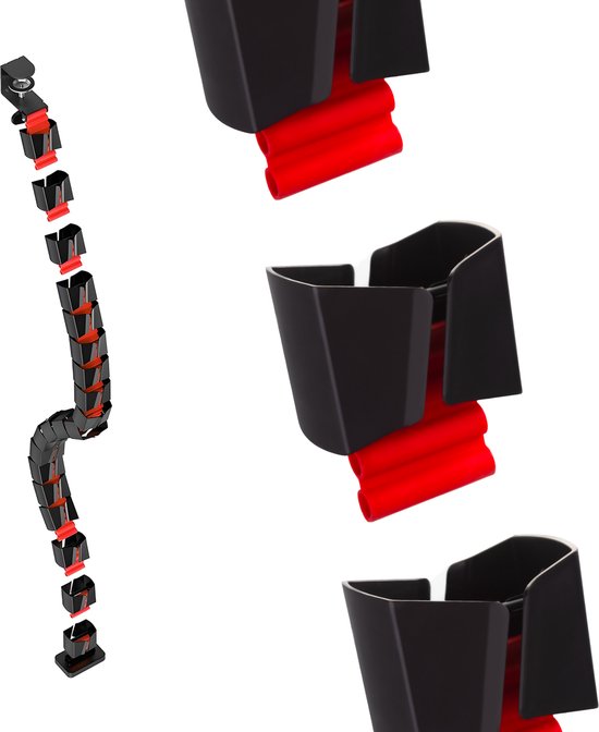 Nano RS - Kabelopberggeer - kabelgoot - kabelrooster - voor bureau 1345mm, zwart en rood, RS125