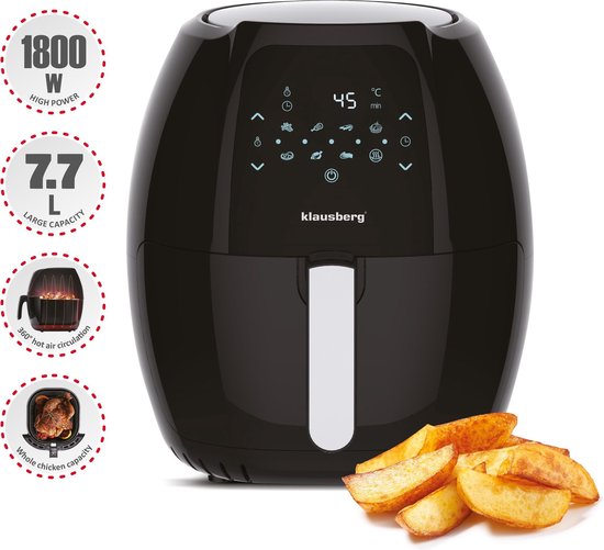 Klausberg 7495 - Heteluchtfriteuse XXL - 7.7L Family size  - Heteluchtfriteuse