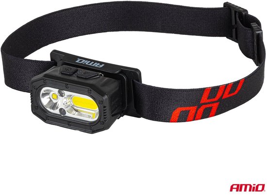 AMiO LED Hoofdlamp XPG+COB 1000mAh met Bewegingssensor - USB Oplaadbaar en Verstelbare Hoofdband - voor Outdoor Workshop en Noodsituaties