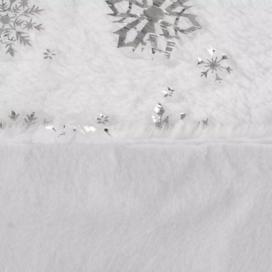 Ruhhy Kerstboommat 90cm - Luxe en Stijl met Zilveren Sterren en Sneeuwvlokken