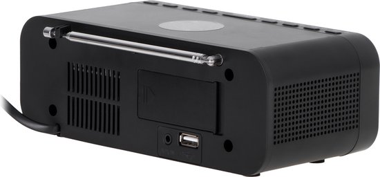 Adler 1192B - Wekkerradio met draadloze oplader voor je telefoon - zwart