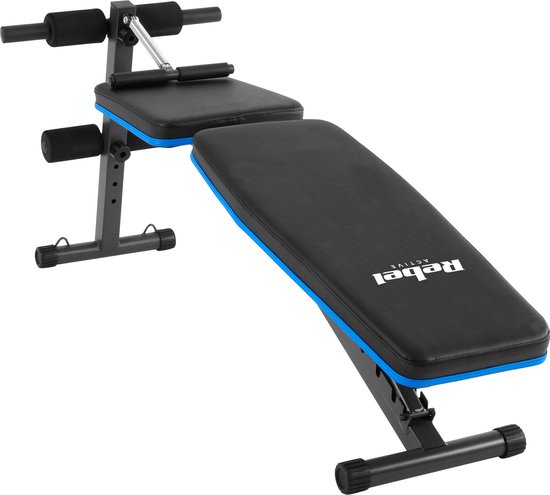 Rebel Active Schuine Trainingsbank met Beensteunen en Weerstandsbanden - Fitnessbank - Verstelbare Trainingsbank - Bench Press - Halterbank