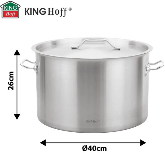 Kookpan - Catering Pan - Extra Grote Soeppan met Deksel - Stockpot - Inductie Geschikt - voor Soep, Pasta & Stoofgerechten - 32L - Ø40 cm - RVS