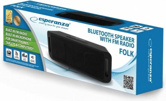 Esperanza FOLK Draadloze stereoluidspreker Zwart 6 W