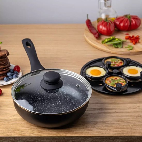Klausberg KH-1806 - Granieten Pan - 20cm - Deksel - Wkład dla Eieren