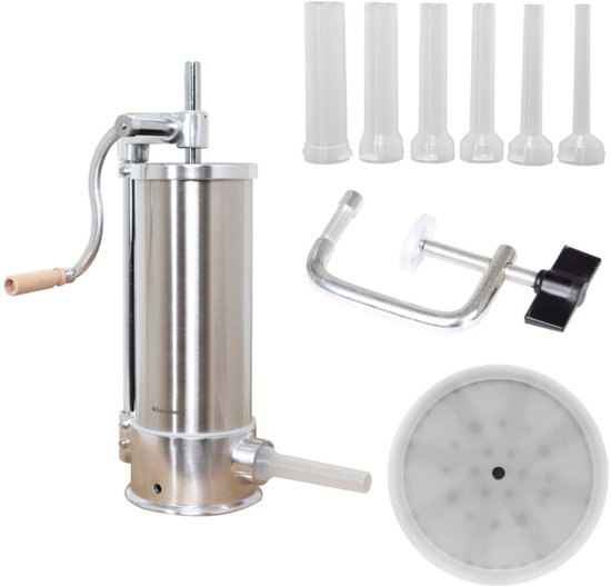 Klausberg KB-7927 Verticale Worstvuller | 5 kg Capaciteit | RVS | Professioneel | Met 6 Vullers | Vleesvuller
