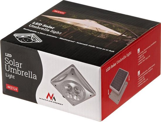 Maclean MCE124 - Solar LED Paraplu Tuinverlichting - Koel Wit