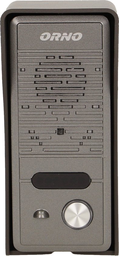Single family doorphone, handset free, ELUVIO INTERCOM aluminium housing; surface mounted; wires 4+2; loudspeaker; additional button - gate control function; grey indoor unit