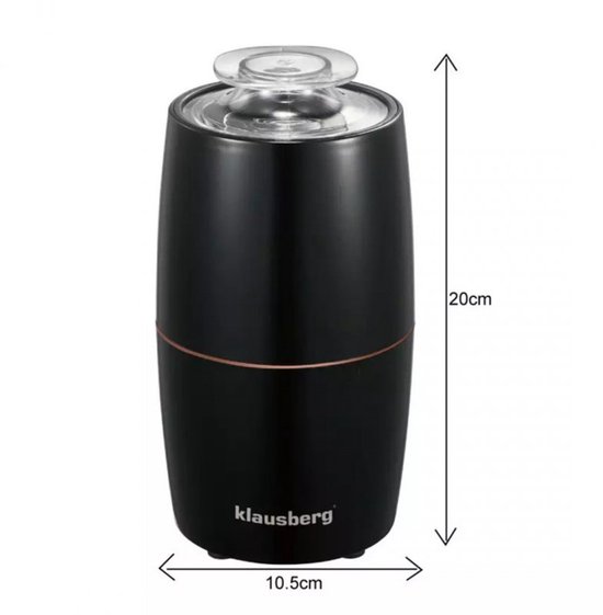 Klausberg KB7602 Elektrische Koffiemolen - RVS Koffiecontainer & Mes - Instelbare Maalgraad - Compact & Lichtgewicht