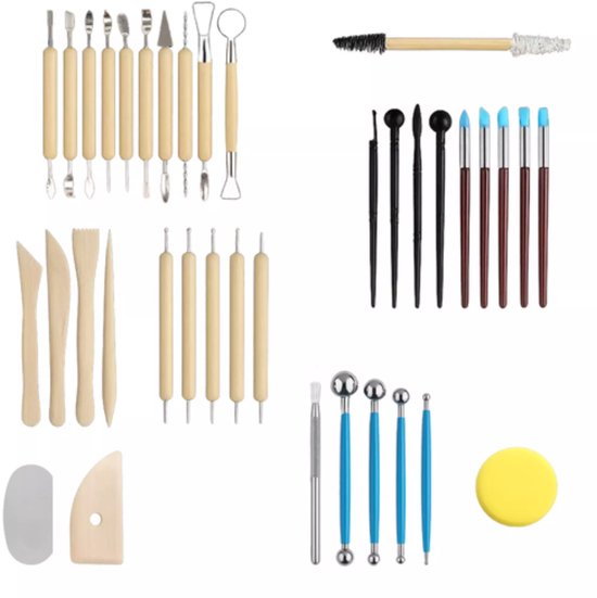 Maaleo 40‑delige modelleer‑ & beeldhouwset in rol‑etui