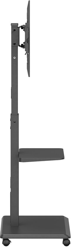ErgoOffice - TV-standaard - trolley - max. belasting 50kg / 5kg plank - max. VESA 600x400 - ingebouwde contactdoos - zwart, ER-304 B