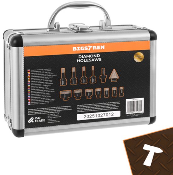 Bigstren Diamant gatenzaagset M14 6-68 mm met 11 maten, adapter en aluminium koffer