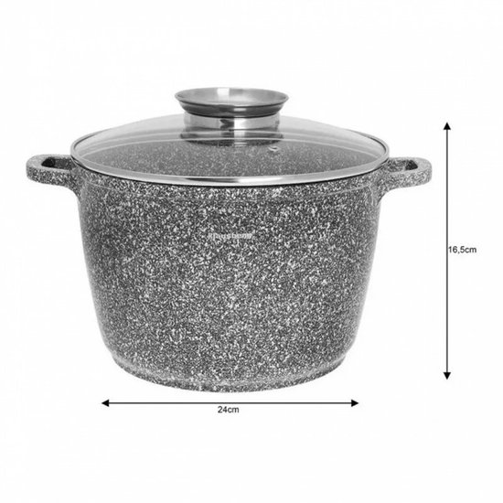 Klausberg 7525 - Kookpan met deksel - marmer grijs - 24 cm - 6.2 liter