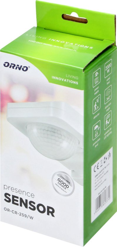 Bewegingsmelder met Schemerschakelaar – IP65 – 360° Detectie – Bewegingssensor 20m Bereik - Wit