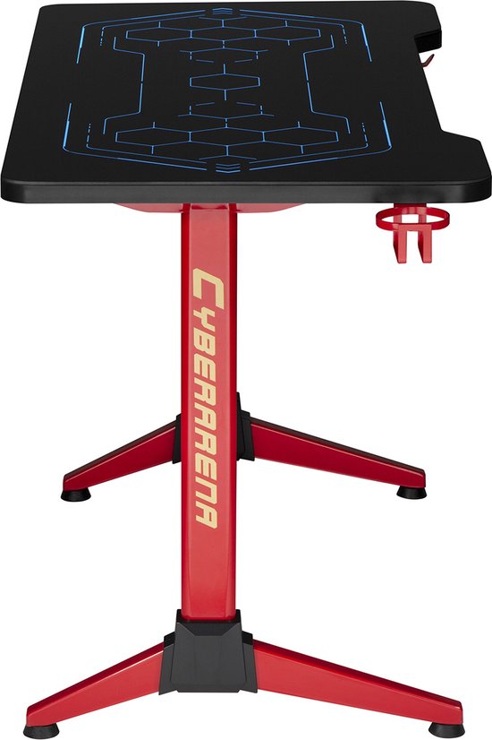 NanoRS - Gaming tafel met verstelbare RGB LED-achtergrondverlichting drank -hoofdtelefoon houder -  120cm
