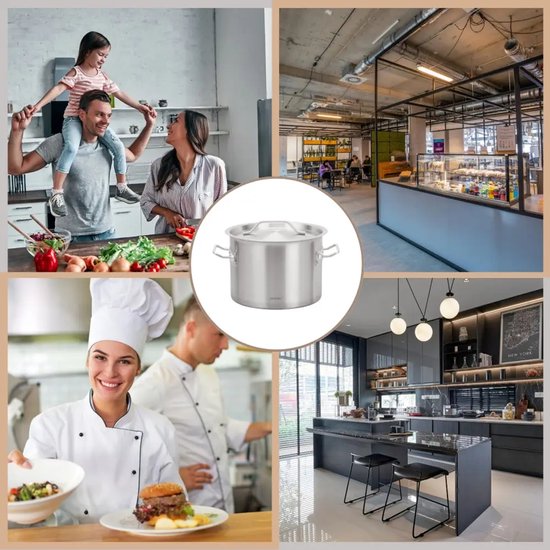 Kookpan - Catering Pan - Extra Grote Soeppan met Deksel - Stockpot - Inductie Geschikt - voor Soep, Pasta & Stoofgerechten - 58L - Ø50 cm - RVS