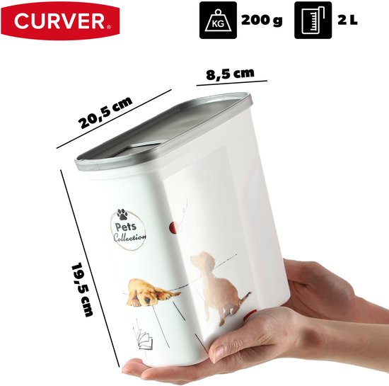 Curver Voedselcontainer Hond - 2L - 1KG - 21x9x20cm - Wit/Grijs