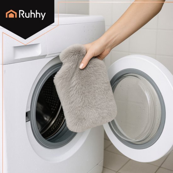 Ruhhy Warmwaterkruik 1.8L – 33 × 21 cm – zachte pluche hoes, langdurige warmte en pijnverlichting voor thuisgebruik