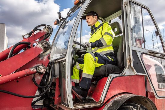 Neo Tools Hi-Vision Softshell Jas Flu Geel XXL/56 Donkere Stof Water En Wind Bestendig ISO 20471:2013 ISO 13688:2013