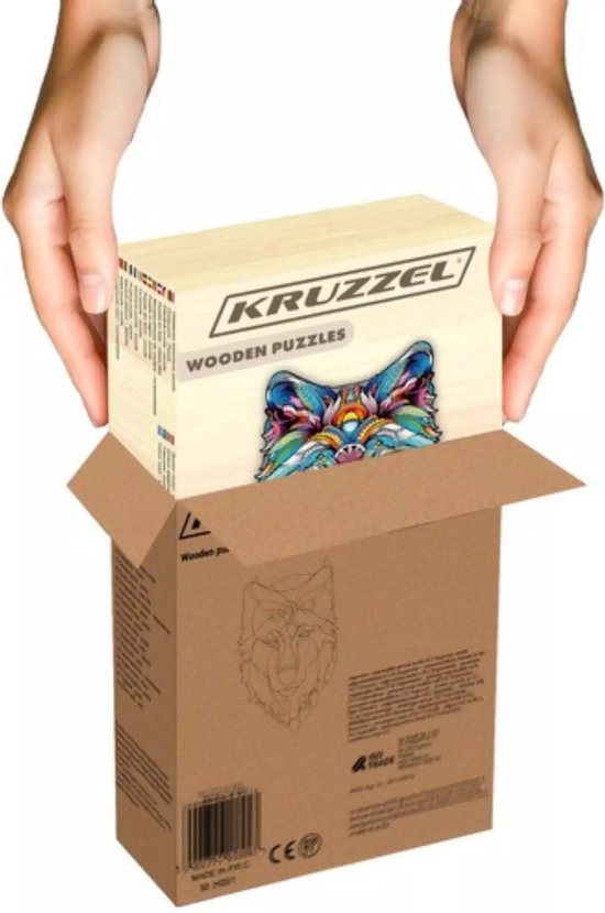 Kruzzel Houten Wolf Puzzel – 170 Stukken – Kleurrijke en Unieke Decoratieve Puzzel