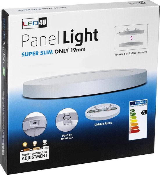 Led4U - Panel plafond LED 7in1 verborgen oppervlak ultra slank 30W 3 kleuren (WW, NW, CW)